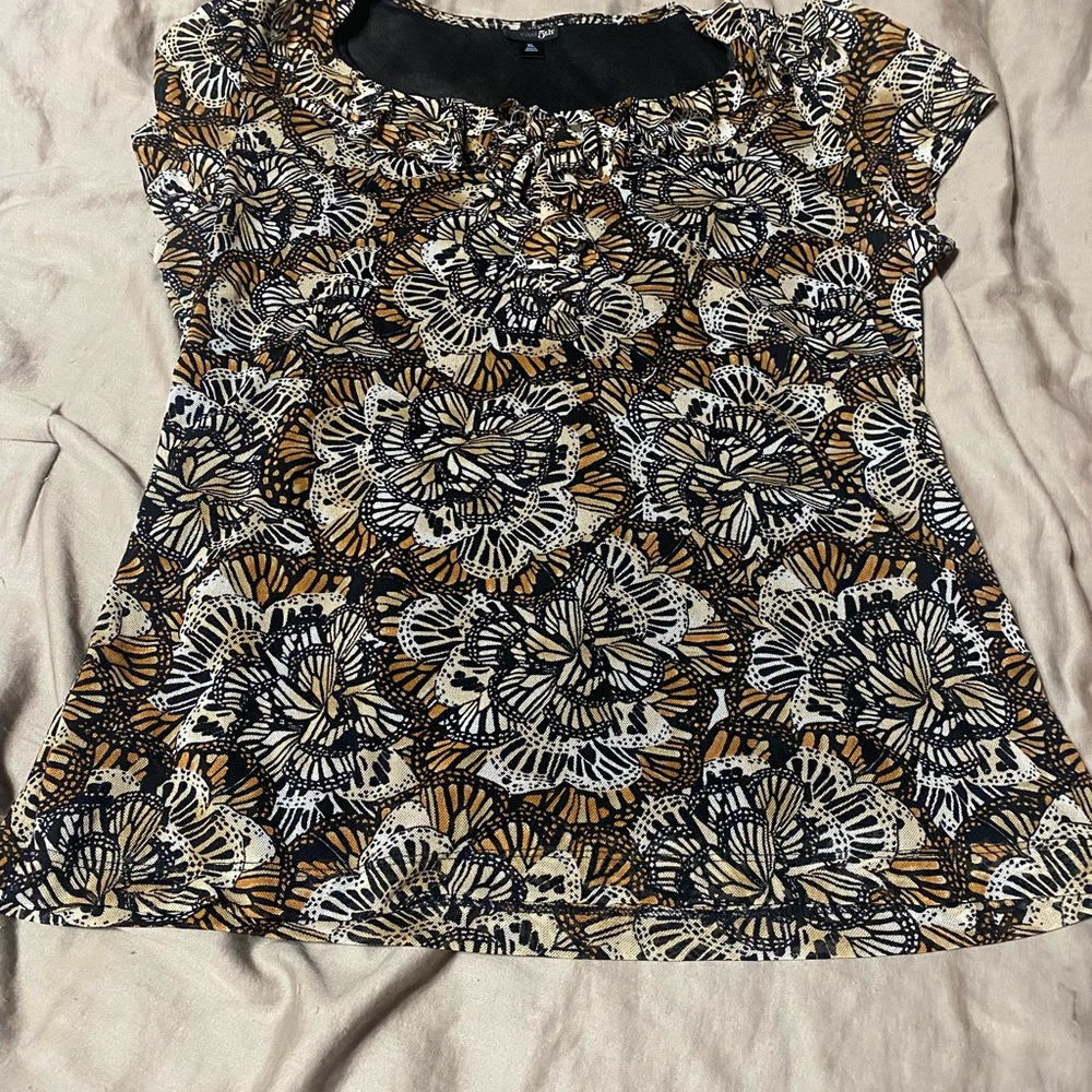 East 5th Black and Brown Floral Blouse
